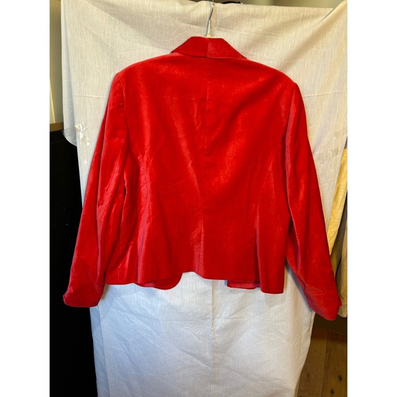 Apostrophe Red Velvet Blazer Women's Size 18 Single Button Classy Iridescent - Picture 2 of 6